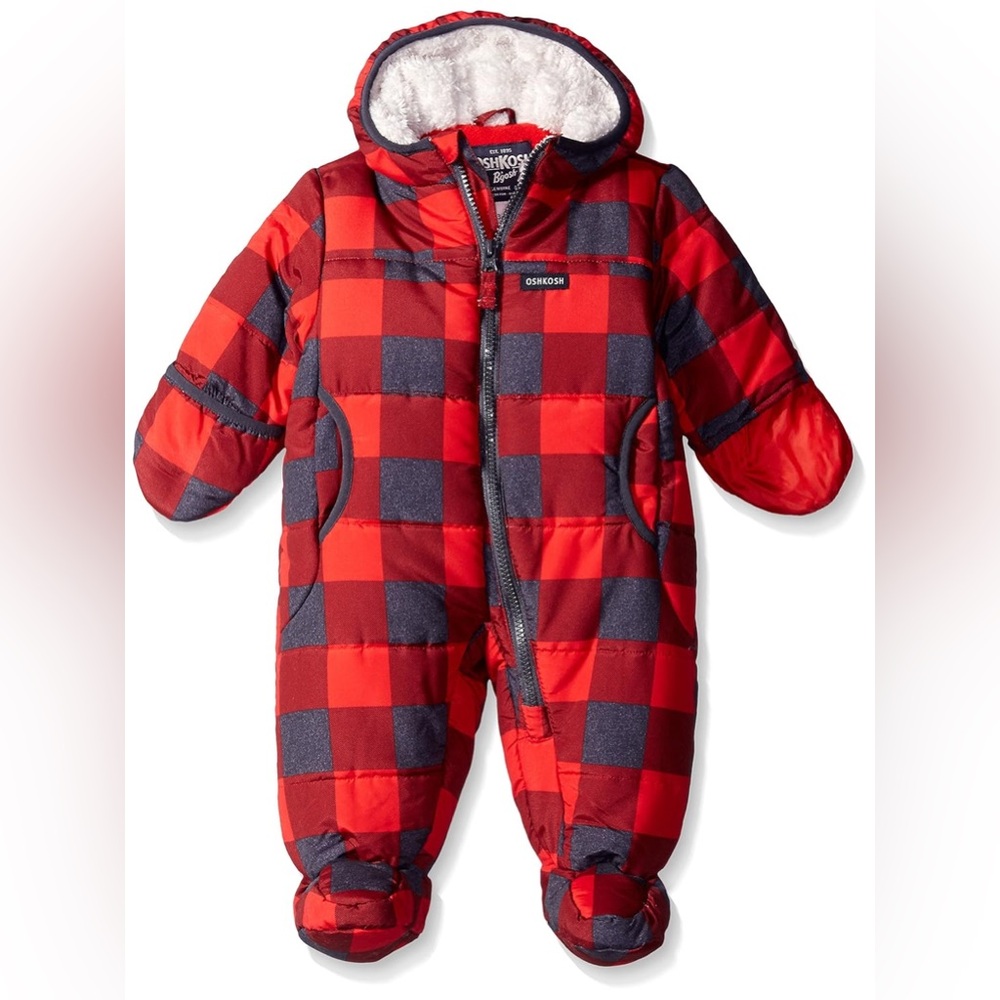 Oshkosh B’Gosh buffalo check plaid baby bunting snowsuit 6 months
